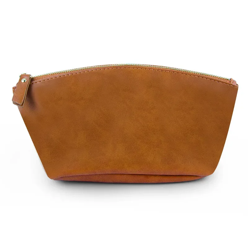nom personnalisé 2025 nouveau sac cosmétique en cuir pu britannique rétro fou cheval pochette en cuir fermeture éclair sac cosmétique étanche