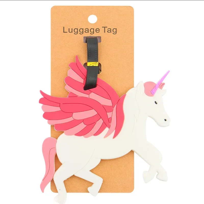 accessoires de voyage étiquette de bagage créative dessin animé animal pvc gel de silice valise id addres support bagages embarquement étiquette portable