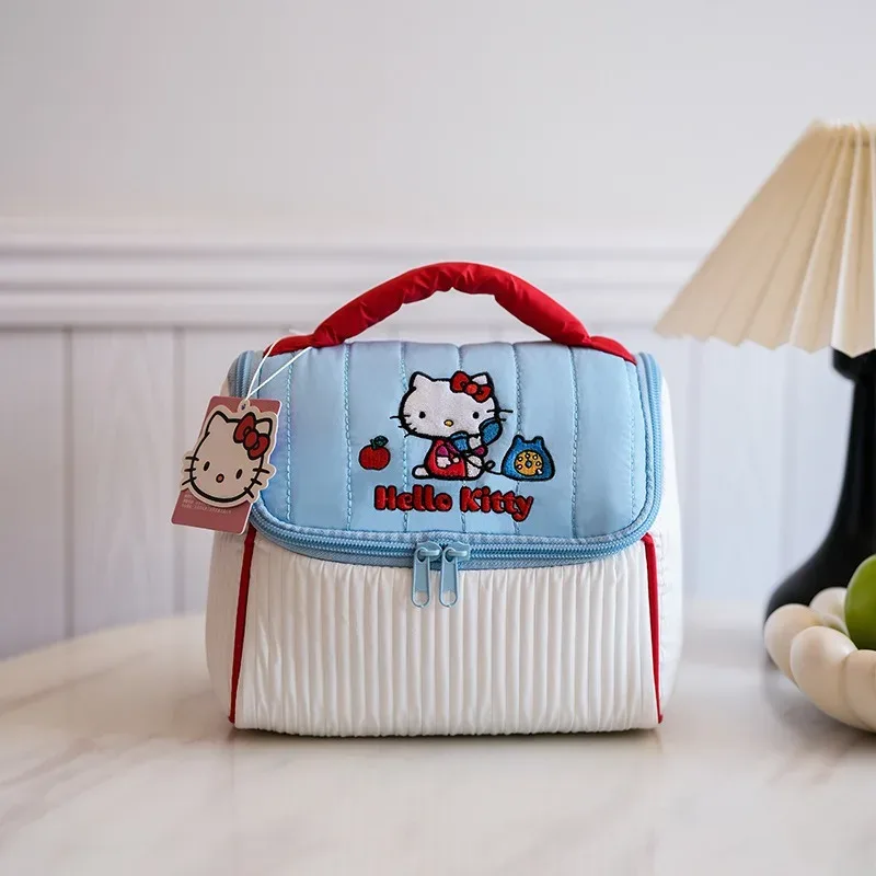 véritable trousse de maquillage hello kitty, adorable sac de rangement 3d en forme de maisonnette, grande capacité, sac à main de voyage.