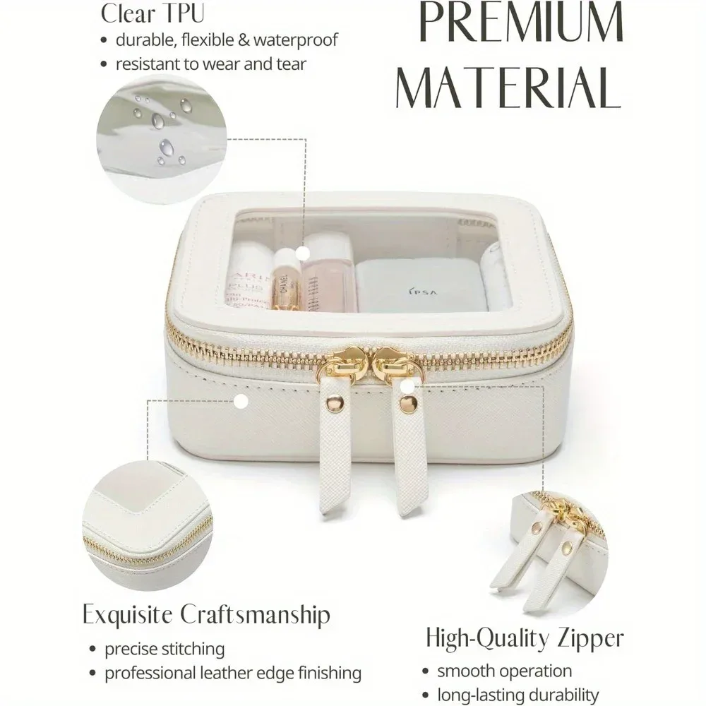 petit sac à cosmétiques pour sac à main, mini maquillage pour pochette transparente mignonne, étui de rangement de voyage pour articles de toilette, pochette carrée étanche à fermeture éclair