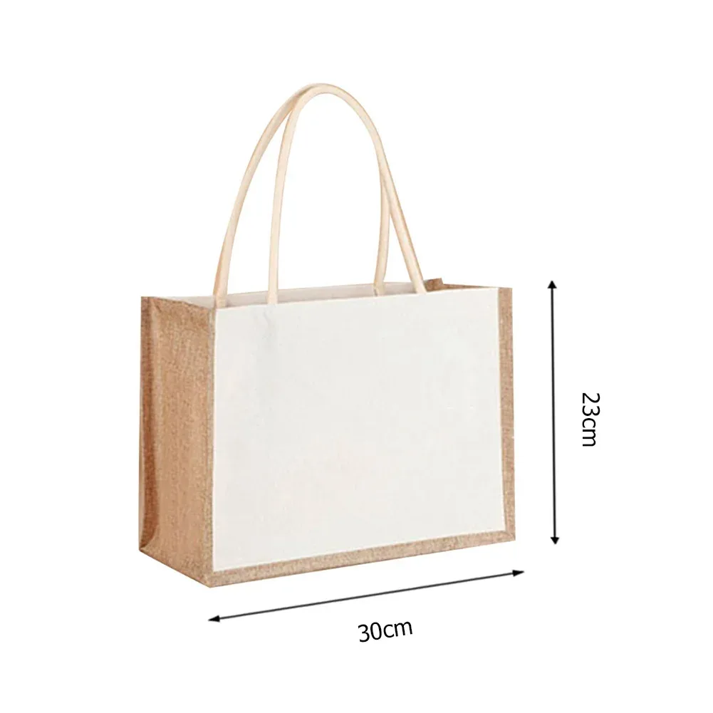 sac fourre-tout en toile de jute pour femme, sac à provisions réutilisable, sacs fourre-tout de grande capacité, sac à main à poignée supérieure, sac sous les bras, documents d'abonnés simples