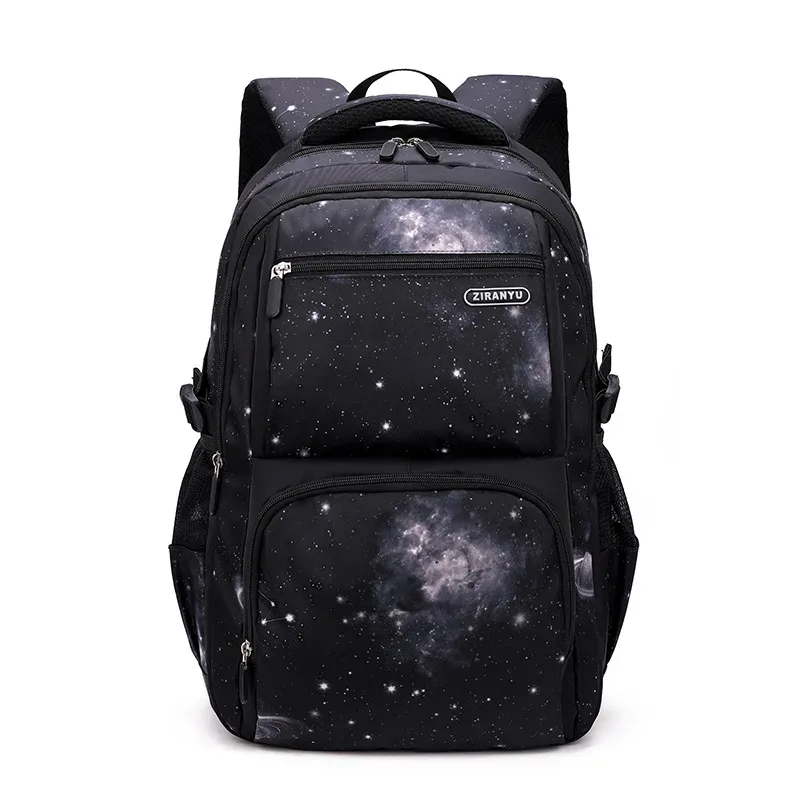 sac à dos grande capacité style ciel étoilé poisson naturel, sac à dos double épaule pour garçons du collège et du primaire, grande capacité