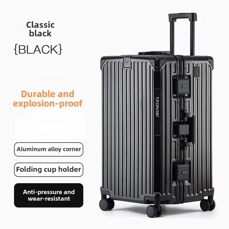 klqdzms valise à cadre en aluminium 26 "29" 32 pouces boîtier de chariot de grande capacité type de chariot sac de voyage boîte de mot de passe pour femmes bagage de cabine