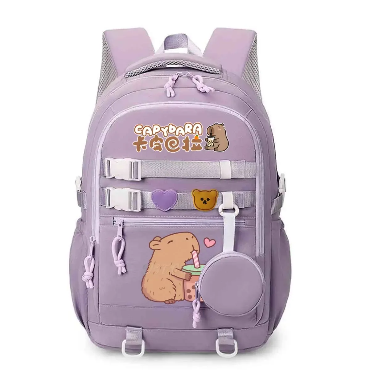 mignon dessin animé capybara bulle thé graphique école sacs à dos pour femmes filles ordinateur portable sac adolescent capybara amoureux cartable