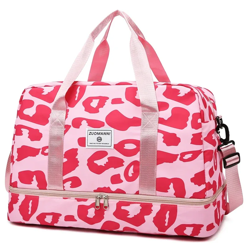 sac de voyage spacieux et durable pour femmes, avec imprimé animal, sac de sport de grande capacité en nylon, sac de nuit pour week-end