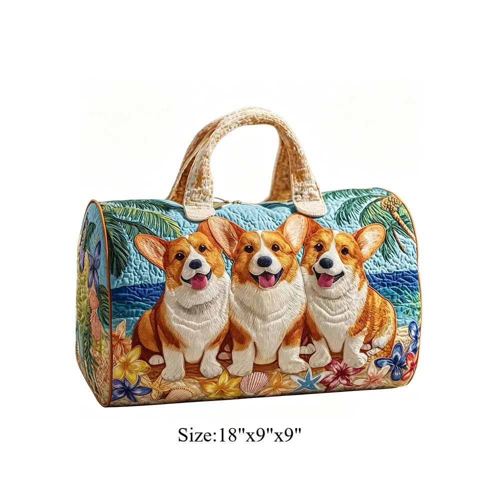 sac de voyage matelassé corgi pour femme, sac de week-end imprimé animal 3d, sac fourre-tout de voyage, sac de sport pour vacances d'été, bagage de nuit, pour les amoureux des animaux