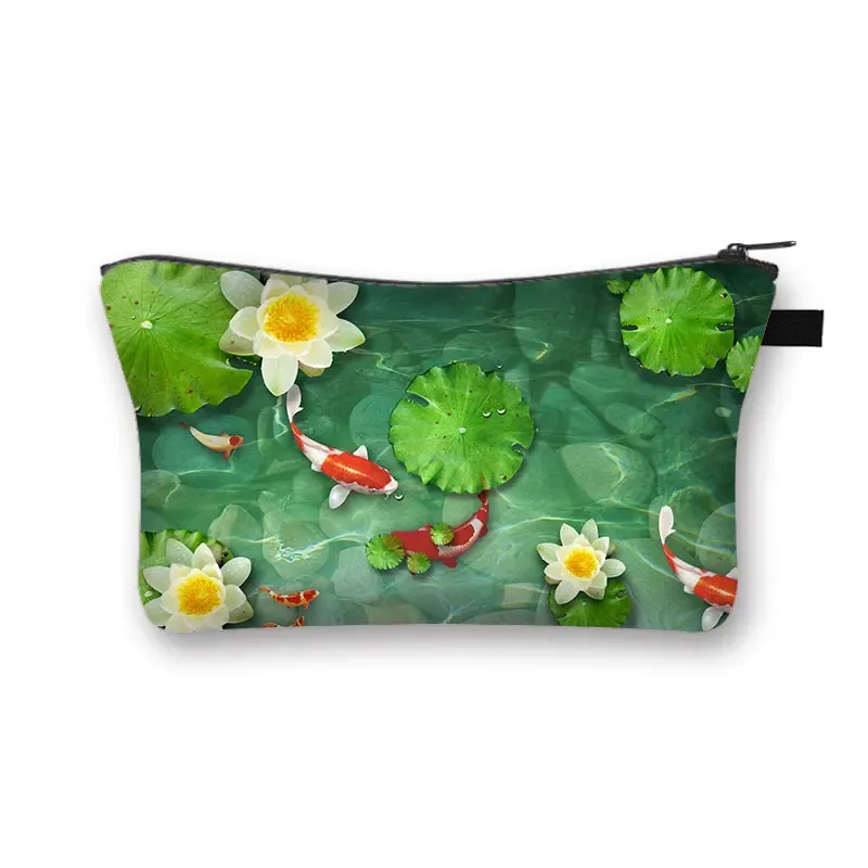 trousse à cosmétiques japonaise koi fish crane pour femmes, trousse de maquillage harajuku, sac de beauté pour filles, trousse de toilette cosmétique hip hop, dragon asiatique