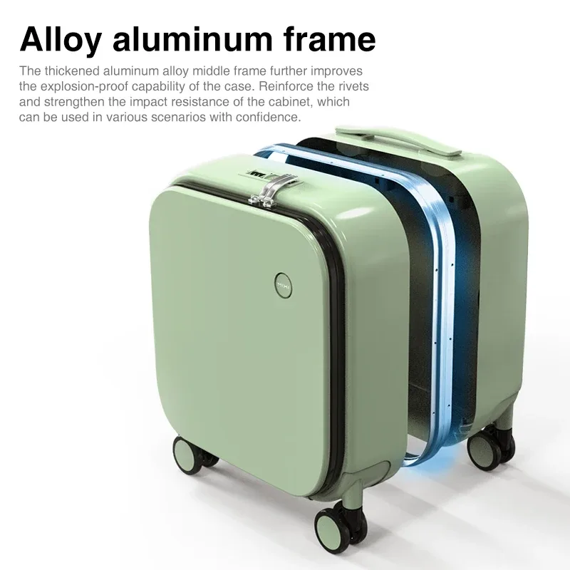 mixi nouveau design brevet valise à main femmes 18 pouces bagage roulant hommes polycarbonate cadre en aluminium élégant noble
