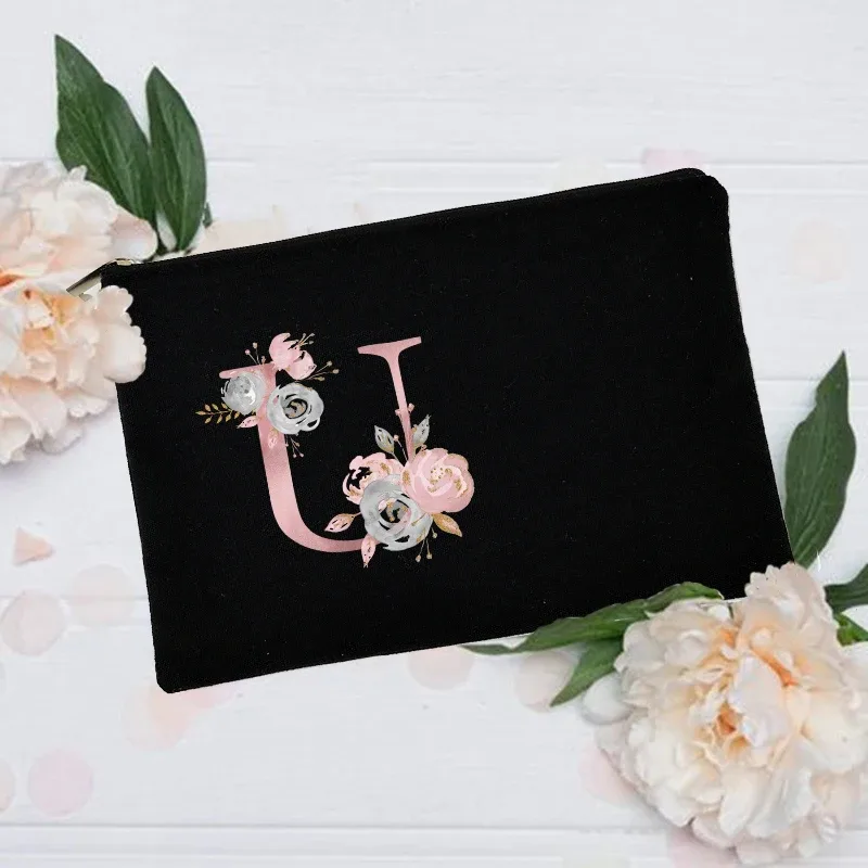 trousse de maquillage personnalisée avec nom initial, trousse à cosmétiques de mariée, pochette de toilette monogramme en toile, cadeaux pour demoiselle d'honneur, sacs de maquillage