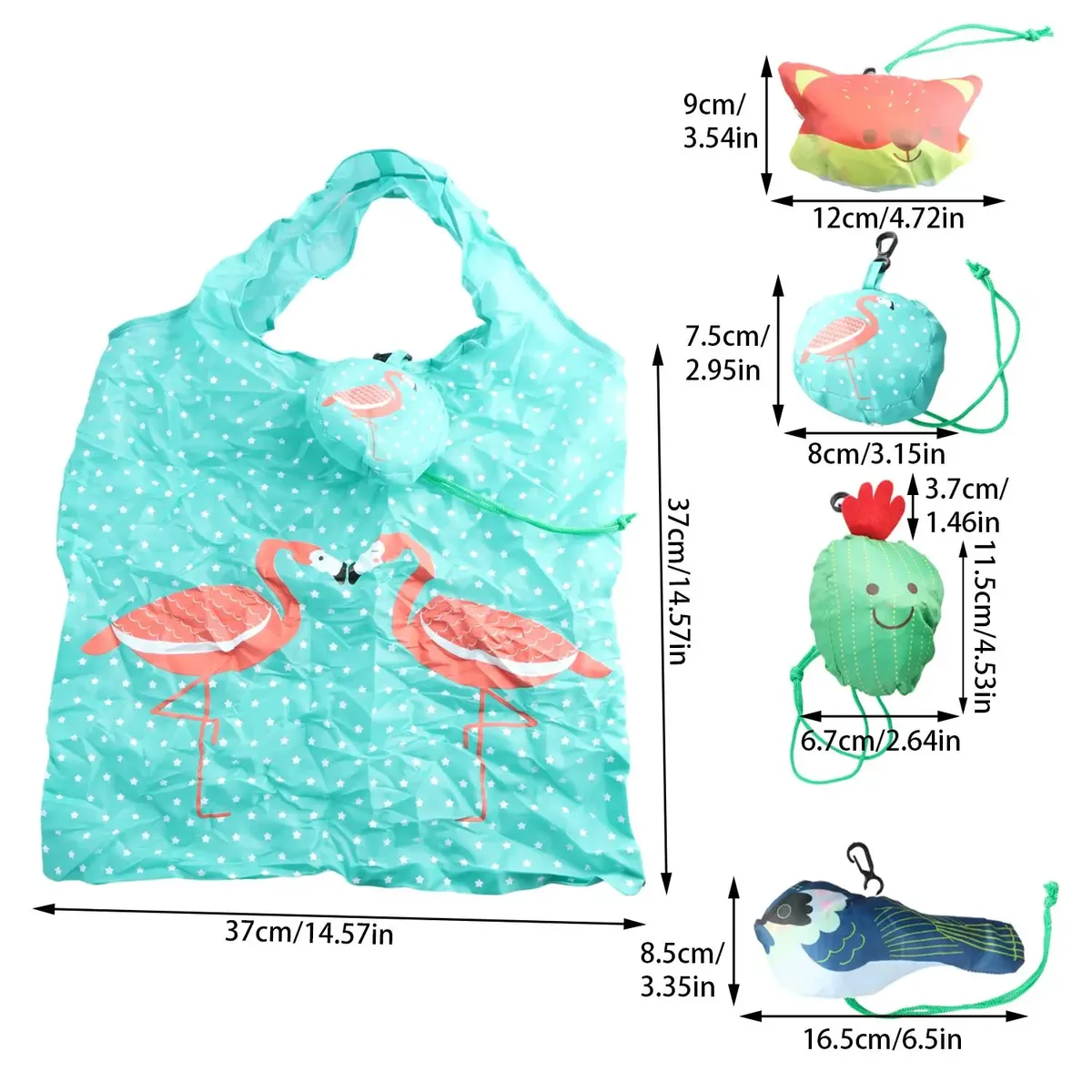 1pc nouveaux animaux utile polyester pliable écologique réutilisable sacs à provisions dessin animé eco sac fourre-tout portable voyage sac à bandoulière