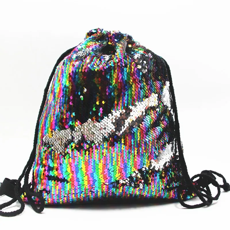 sac à dos à paillettes pour femmes, sac d'extérieur avec cordon de serrage
