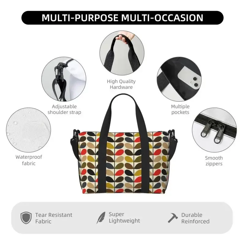 sacs de sport de voyage imperméables à tiges multiples, sac de week-end de nuit, sacs fourre-tout à main initiés pour le sport, le yoga, orla kiely folio