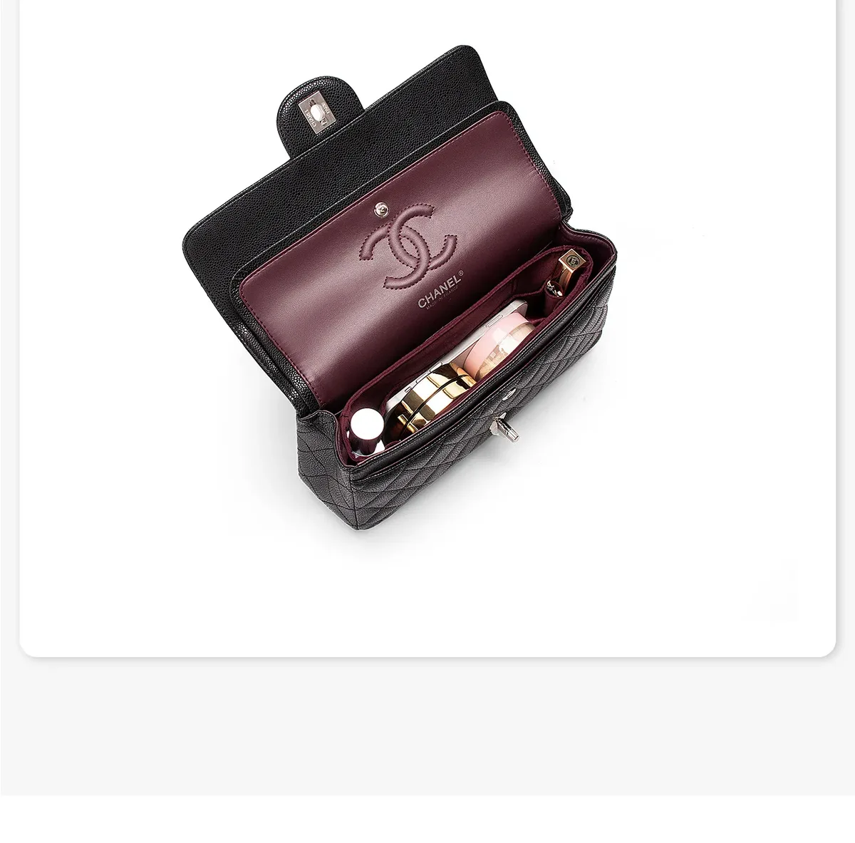 organisateur de sac pour chanel, sac à rabat classique, rangement en acétate satin, sac à cosmétiques, doublure, support de sac intérieur
