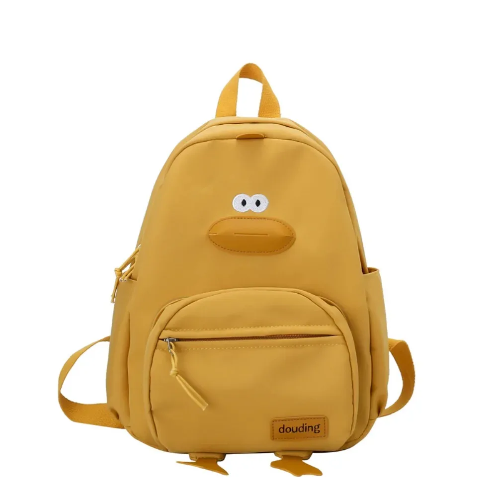 sac de voyage en nylon avec motif de canard de dessin animé, poches à 3 couches, grande capacité, sac à dos pour tout-petits, sac d'école à fermeture éclair pour étudiants, maternelle