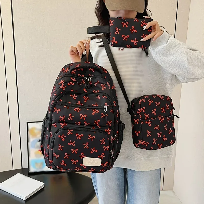 sac à dos fire garena pour l'école, pour adolescents, filles, unisexe, sac à dos de mode galaxy, grande capacité, en nylon, imprimé nœud, sac de voyage