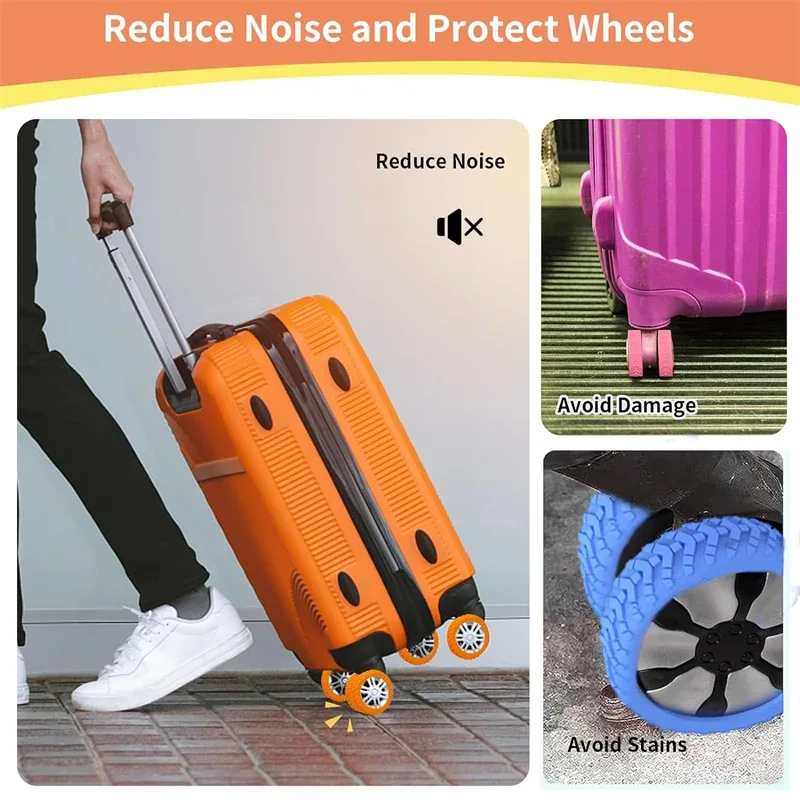 protecteur de roue en silicone anti-bruit, housses de roues de bagage optiques, degré d'usure, adapté à la plupart des roues de valise, roulette de chaise, 20 pièces, 4 pièces