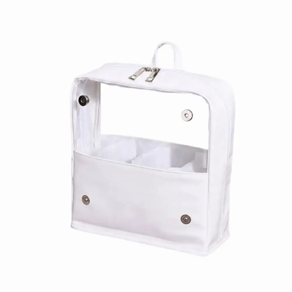trousse de maquillage transparente imperméable avec fermeture éclair, grande capacité, poignée et conception autoportante