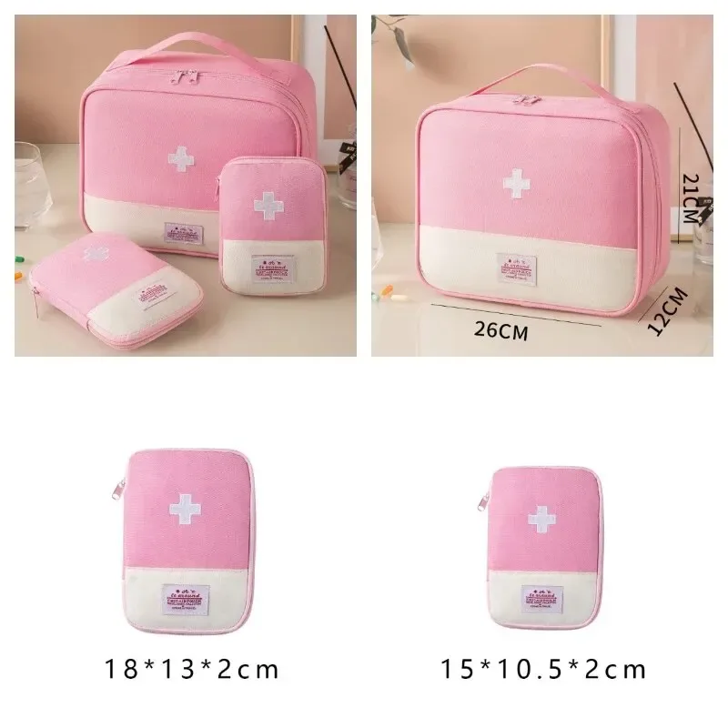 sac de rangement médical portable 3 pièces/ensemble, kit de premiers secours d'urgence pour camping, organisateur, étui à pilules de voyage en plein air à domicile