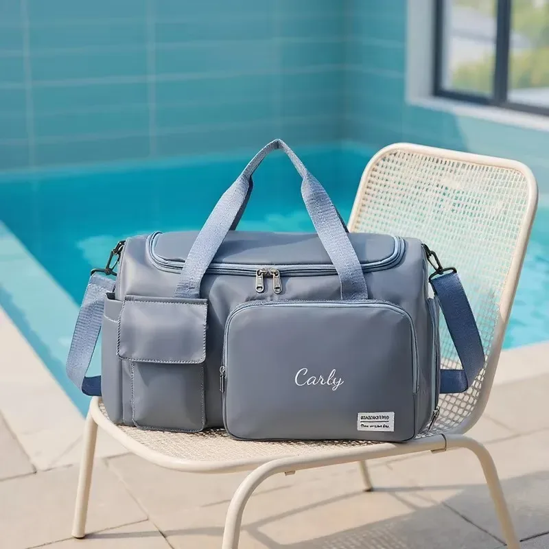 sac à bandoulière personnalisé avec broderie, multi-poches, grande capacité, sac de voyage, sac à bandoulière, adapté aux voyages et aux vacances, sacs de rangement.