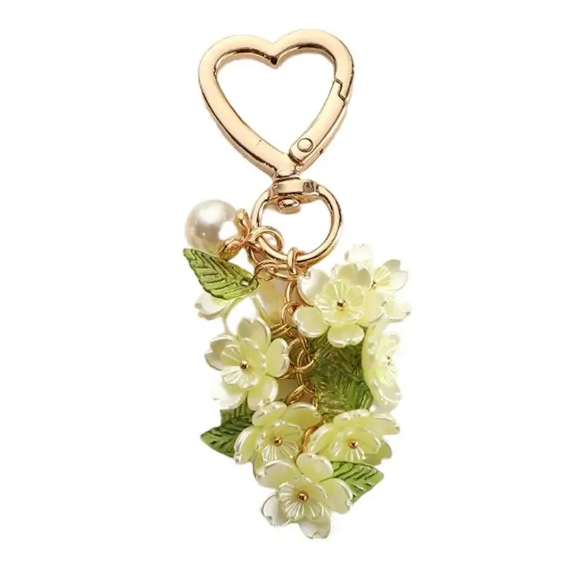 porte-clés cœur rempli de fleurs mignonnes, accessoire de sac esthétique créatif pour filles, ornement quotidien pour sac à dos, doux cadeau de vacances