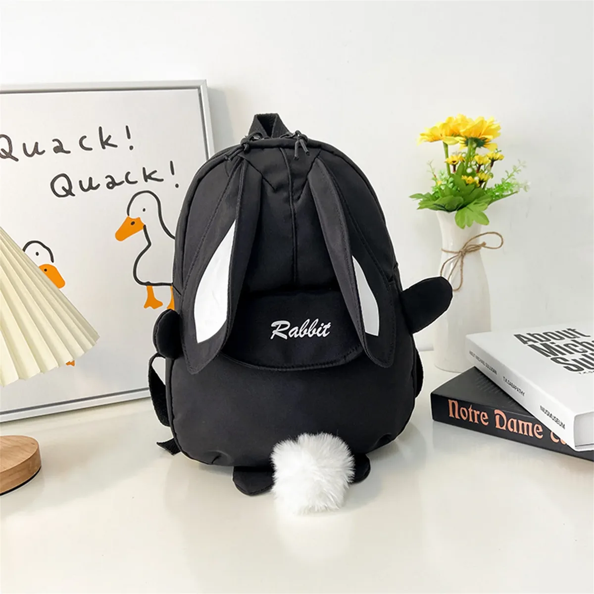 fille lapin oreille sac à dos cartable décontracté étanche grande capacité école sac à dos lisse fermeture éclair solide adolescents voyage et cadeaux