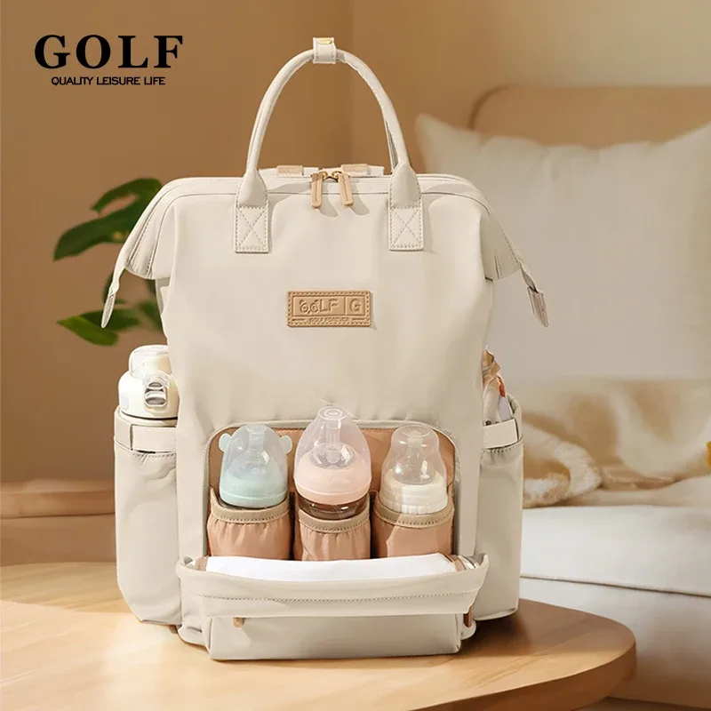 GOLF MUNISac à dos grande capacité pour maman, sac à dos pour bébé, sacs à dos avec biSantos, poches à couches, sac à dos à couches, noir