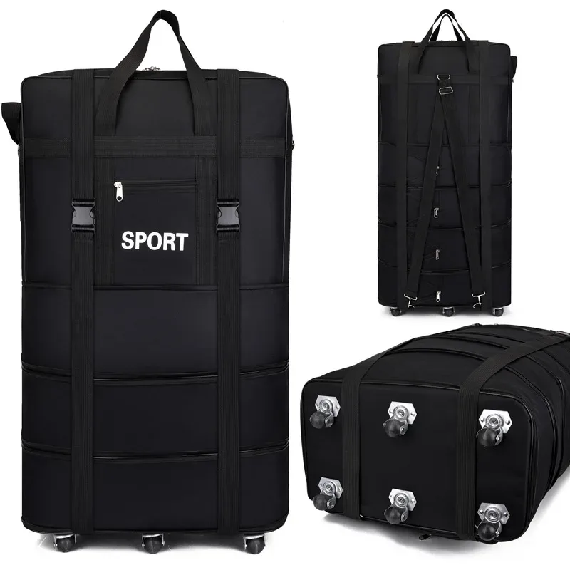 sac à bagages de voyage à air vérifié, roue universelle pliable, rangement mobile, oxford, cubes d'emballage étanches