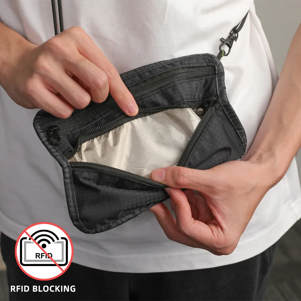 porte-passeport avec blocage rfid, portefeuille mince pour voyage, pochette de voyage facile à dissimuler pour hommes et femmes