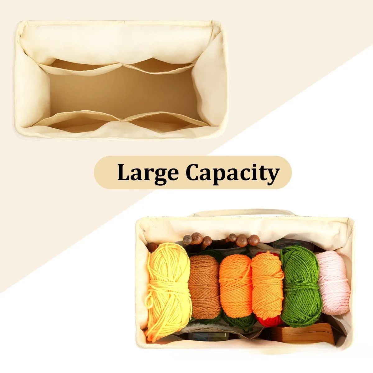 sac de rangement portable en toile pour outils de crochet, grande capacité, pour accessoires de crochet, organisateur moderne et polyvalent, indispensable pour les voyages