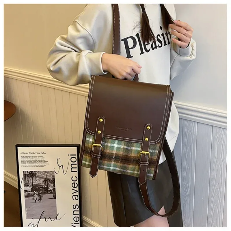 mode pu plaid sac à dos personnalité étudiant anglais femme loisirs sport sac à dos pour les adolescentes de l'école filles