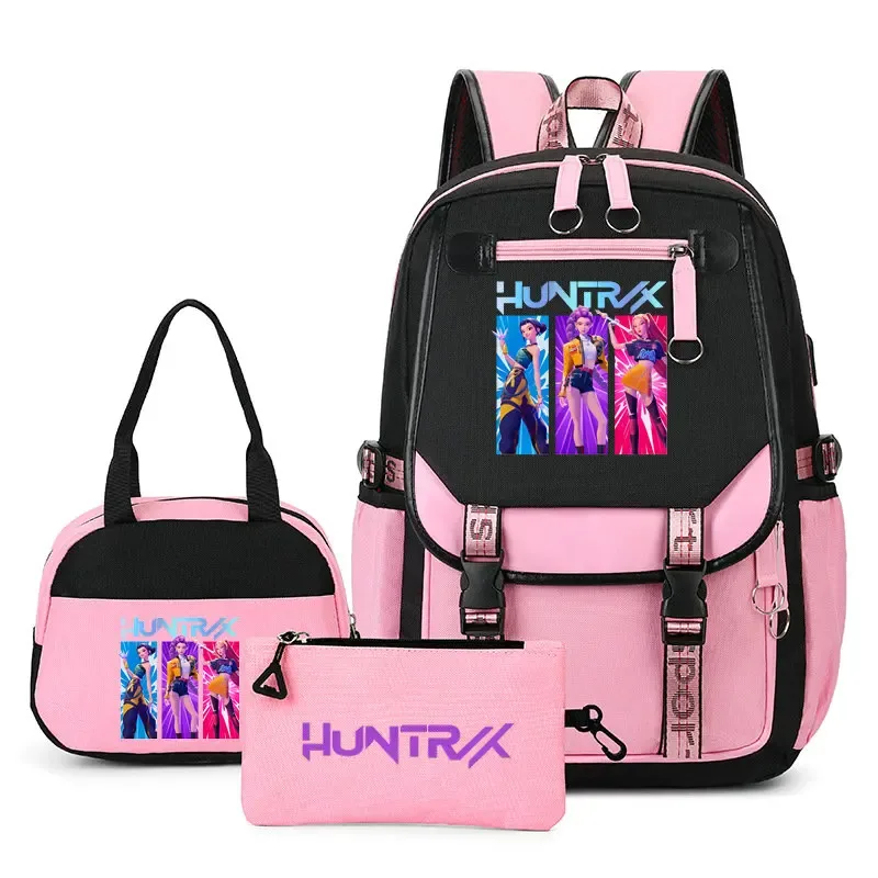 sacs à dos imprimés kpop demon hunters pour adolescentes, sacs à bandoulière, trousse à crayons, ensemble de sacs d'école pour étudiants, mochila de voyage