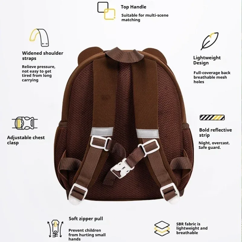 sac à dos enfant 3d en forme d'ours pour garçons et filles, mignon, pour activités de plein air, rangement de collations et jouets, sac à dos léger pour la maternelle