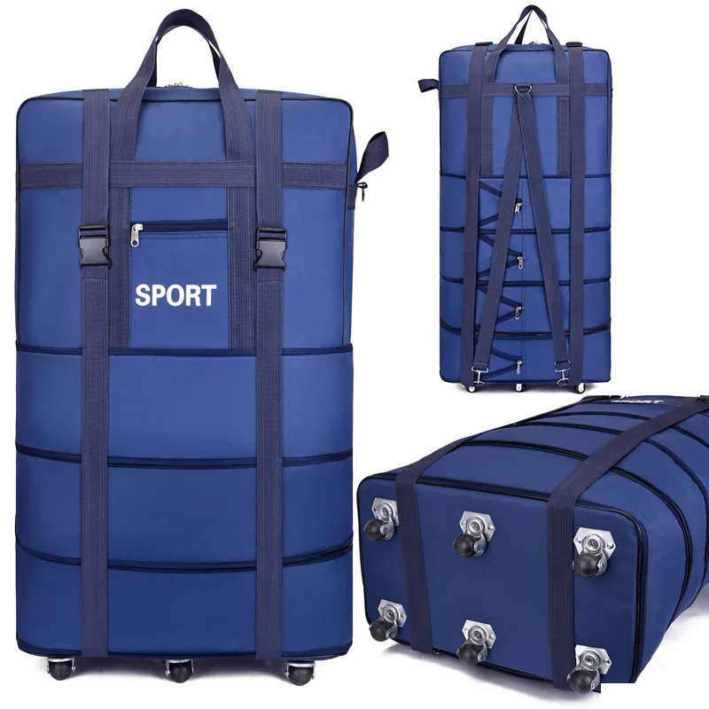 sac à bagages de voyage à air vérifié, roue universelle pliable, rangement mobile, oxford, cubes d'emballage étanches