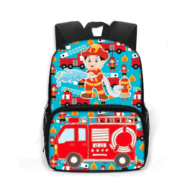 sac à dos imprimé dessin animé de police, voiture, bus, pelle, camion, sac de jour pour enfants, sac de livre pour écoliers de maternelle