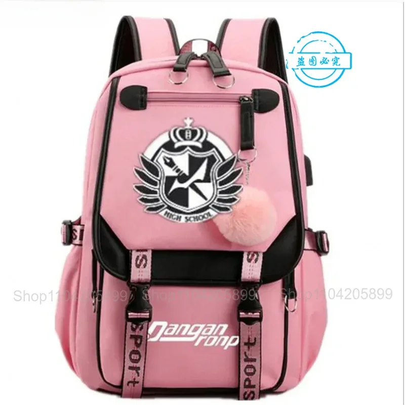 sac à dos danganronpa anime mochila, sac d'école pour étudiants, sac de voyage avec port usb, sacoche décontractée pour ordinateur portable, grand sac messager, cadeau