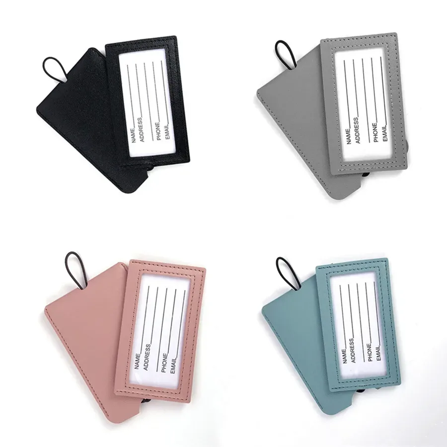 étiquettes de bagage en cuir pu, étiquettes nominatives de valise, accessoires de voyage, étiquette d'embarquement, étiquettes d'identification de nom, 4 pièces/ensemble