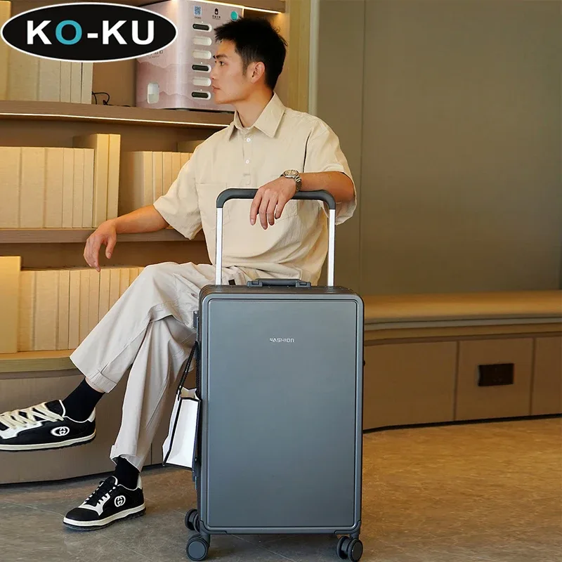 ko-ku ultra léger cadre en aluminium large chariot bagages femme grande capacité valise muet roue universelle mot de passe boîte
