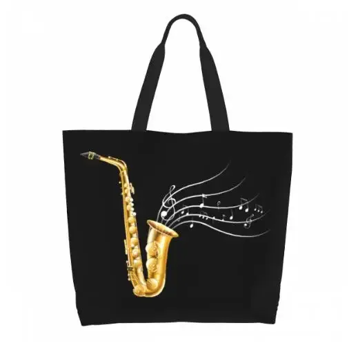 grand sac fourre-tout réutilisable pour femme, sac à main décontracté, sac d'épicerie polyvalent, travail en plein air, marche, notes de musique