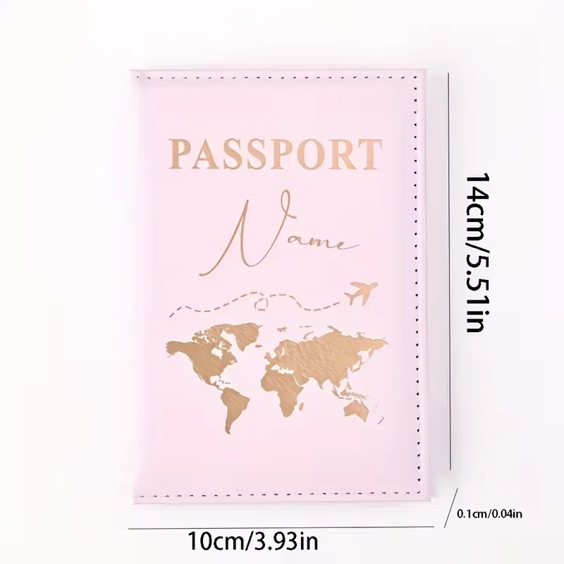 porte-passeport personnalisé avec lettres, étui pour passeport avec carte du monde et texte personnalisé. organisateur de documents portable et mignon multi-usages pour personnalisation diy
