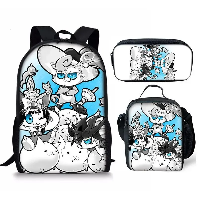 the battle cats – ensemble de trois pièces, sac à dos pour étudiant, sac à stylos, sac de repas, ensemble de trois pièces