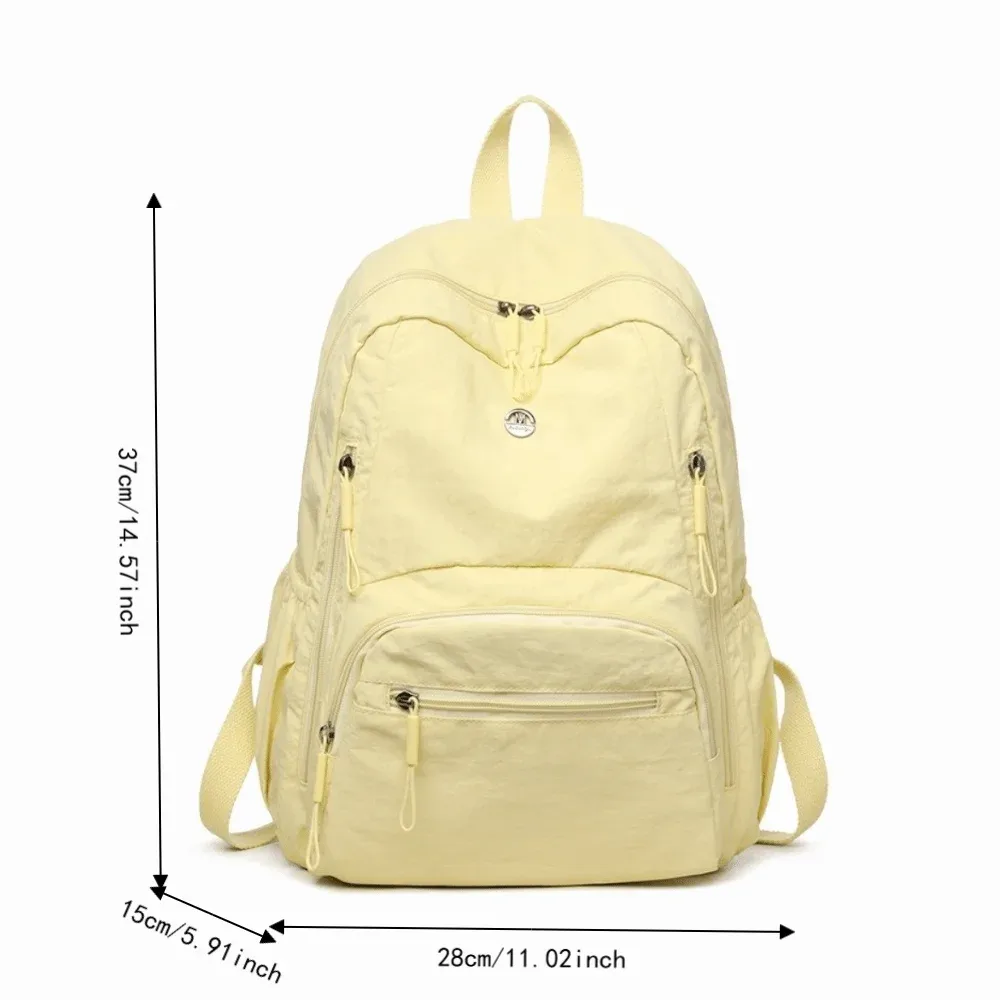 sac à dos minimaliste en nylon de grande capacité, fermeture éclair sécurisée, sac à dos léger et imperméable pour l'école et les voyages.