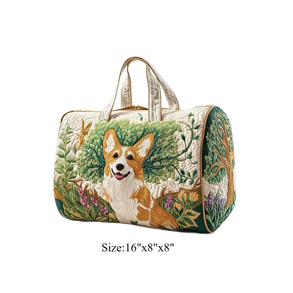 sac de voyage matelassé corgi pour femme, sac de week-end imprimé animal 3d, sac fourre-tout de voyage, sac de sport pour vacances d'été, bagage de nuit, pour les amoureux des animaux