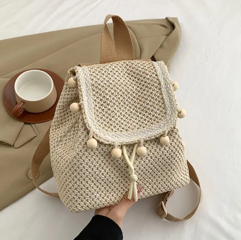 sac à dos tissé en paille personnalisé pour filles, cadeau d'anniversaire unique, sac à dos de plage, nom personnalisé, sac à dos de vacances