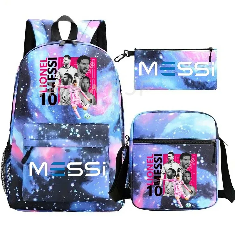sac à dos de football messi imprimé, grande capacité, sacs d'école avec étui à stylos décontracté, sac à bandoulière, sac de sport no 10, sacs de voyage pour femmes et hommes