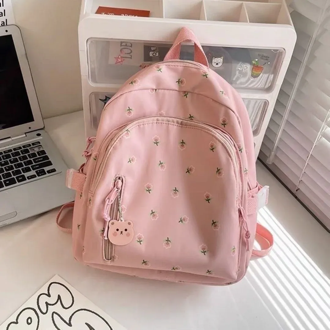 petit sac à dos imprimé de fleurs fraîches pour femmes et filles, style coréen, sac à dos pour écolières, sac à dos décontracté mignon et petit