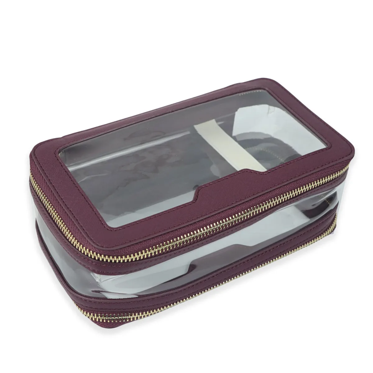 sac à cosmétiques de voyage en cuir saffiano personnalisé, trousse de toilette étanche à la mode, nouveau sac de rangement de maquillage, sac à cosmétiques en tpu transparent