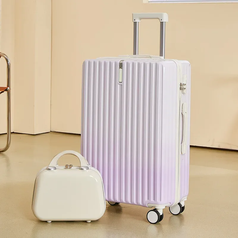 valise à roulettes haut de gamme pour influenceurs, couleur dégradée, grande capacité, 22 pouces, avec serrure à code pour voyage.