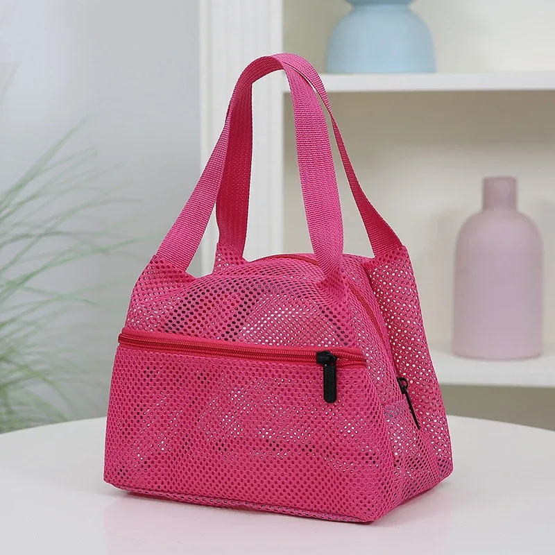 sac de voyage en maille de couleur unie, trousse de toilette portable de grande capacité pour le sport, la natation, le rangement des cosmétiques, organisateur léger, 1 pièce