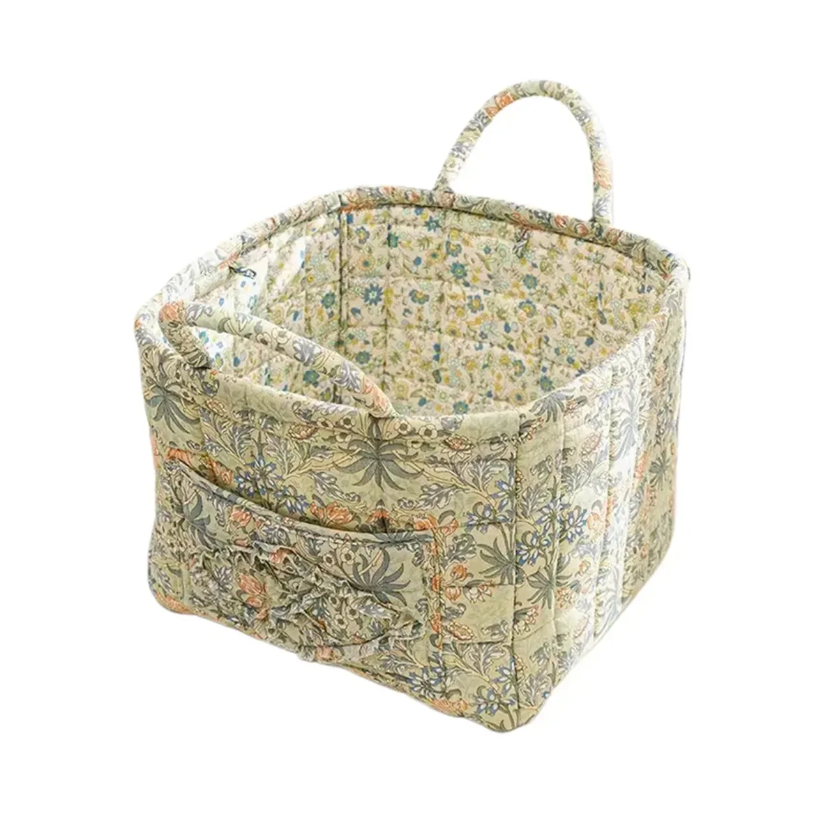 panier de rangement à motifs floraux pour femmes, paniers à linge doux en tissu de grande capacité avec poignées faciles à transporter, sac fourre-tout de voyage