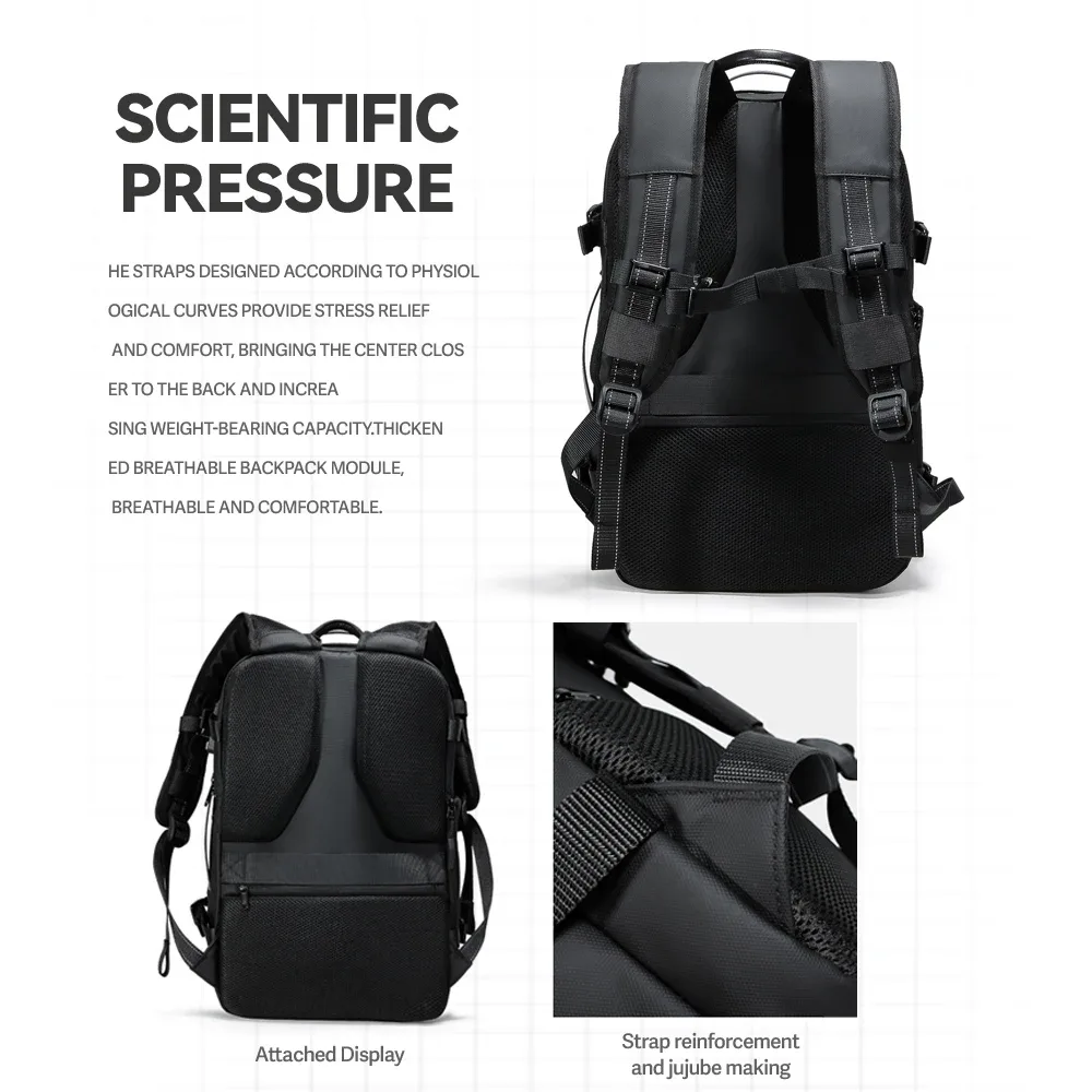 sac à dos de voyage pour hommes, compression sous vide, 40l, pour ordinateur portable, affaires, grande capacité, pour l'école, sac à dos de randonnée extensible